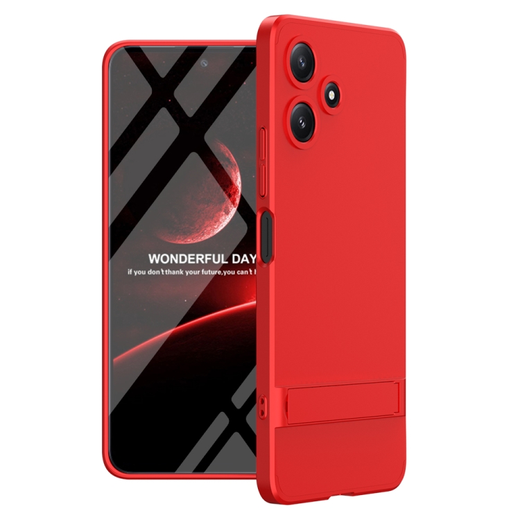 

For Xiaomi Redmi 12 5G GKK Three Stage Splicing Full Coverage PC Phone Case with Stand(Red)