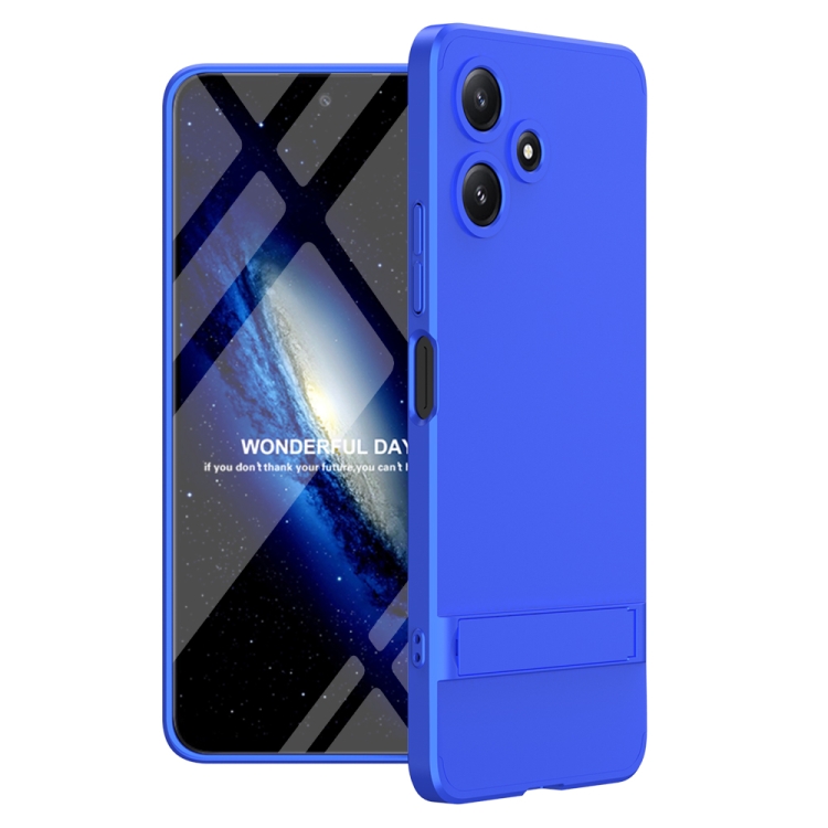 

For Xiaomi Redmi 12 5G GKK Three Stage Splicing Full Coverage PC Phone Case with Stand(Blue)