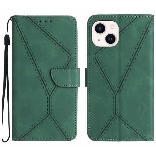 

For iPhone 15 Plus Stitching Embossed Leather Phone Case(Green)