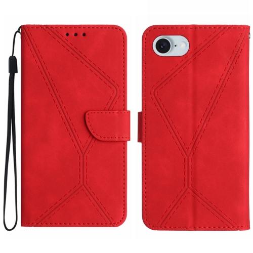 For iPhone SE 2024 Stitching Embossed Leather Phone Case(Red)
