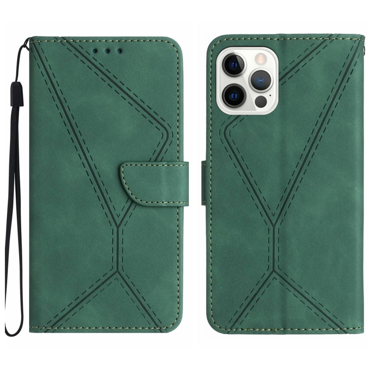 

For iPhone 16 Pro Stitching Embossed Leather Phone Case(Green)