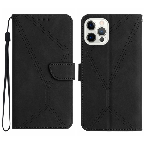 

For iPhone 16 Pro Stitching Embossed Leather Phone Case(Black)