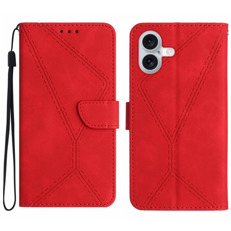 

For iPhone 17 Stitching Embossed Leather Phone Case(Red)