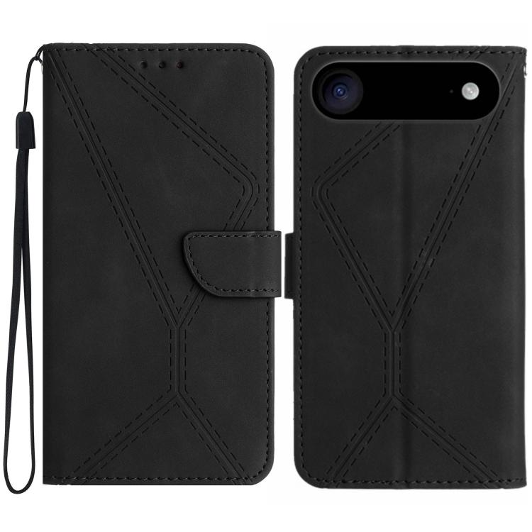 

For iPhone 17 Air Stitching Embossed Leather Phone Case(Black)