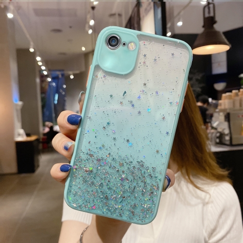 

For iPhone 6s Plus / 6 Plus Starry Gradient Glitter Powder TPU Phone Case(Lake Green)