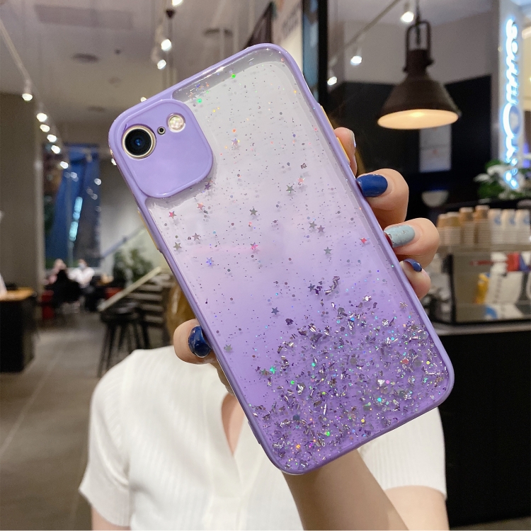 

For iPhone SE 2022 / SE 2020 / 8 / 7 Starry Gradient Glitter Powder TPU Phone Case(Purple)