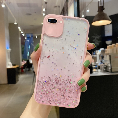 

For iPhone 8 Plus / 7 Plus Starry Gradient Glitter Powder TPU Phone Case(Pink)