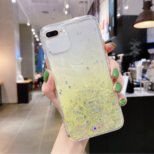 

For iPhone 8 Plus / 7 Plus Starry Gradient Glitter Powder TPU Phone Case(Yellow)