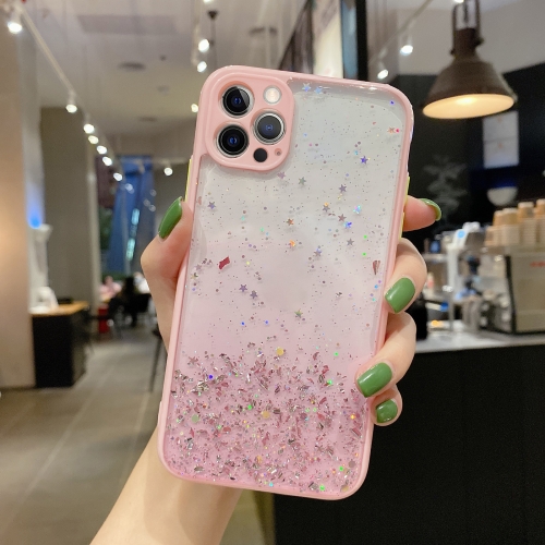 

For iPhone 11 Pro Max Starry Gradient Glitter Powder TPU Phone Case(Pink)