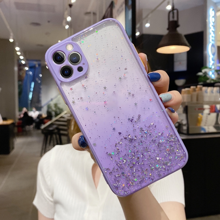 

For iPhone 11 Pro Max Starry Gradient Glitter Powder TPU Phone Case(Purple)