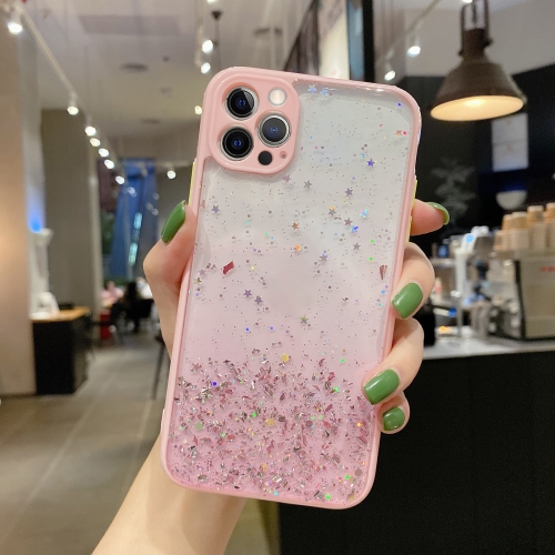 

For iPhone 13 Pro Starry Gradient Glitter Powder TPU Phone Case(Pink)