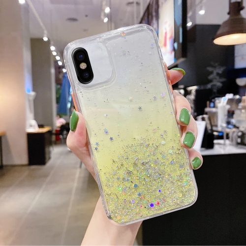 

For iPhone XS / X Starry Gradient Glitter Powder TPU Phone Case(Yellow)