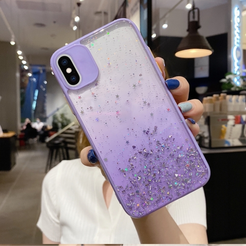 

For iPhone XS Max Starry Gradient Glitter Powder TPU Phone Case(Purple)
