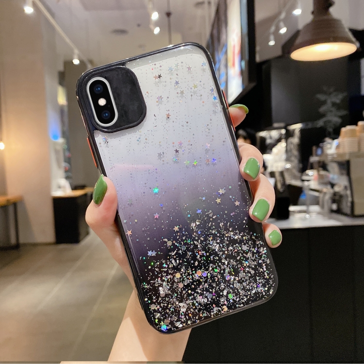 

For iPhone XS Max Starry Gradient Glitter Powder TPU Phone Case(Black)