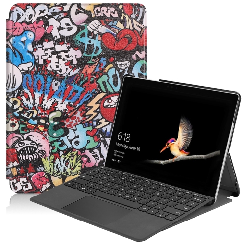 

For Microsoft Surface Go 2 / Surface Go Colored Drawing Voltage Elastic Texture Horizontal Flip Leather Case with Holder(Graffiti)