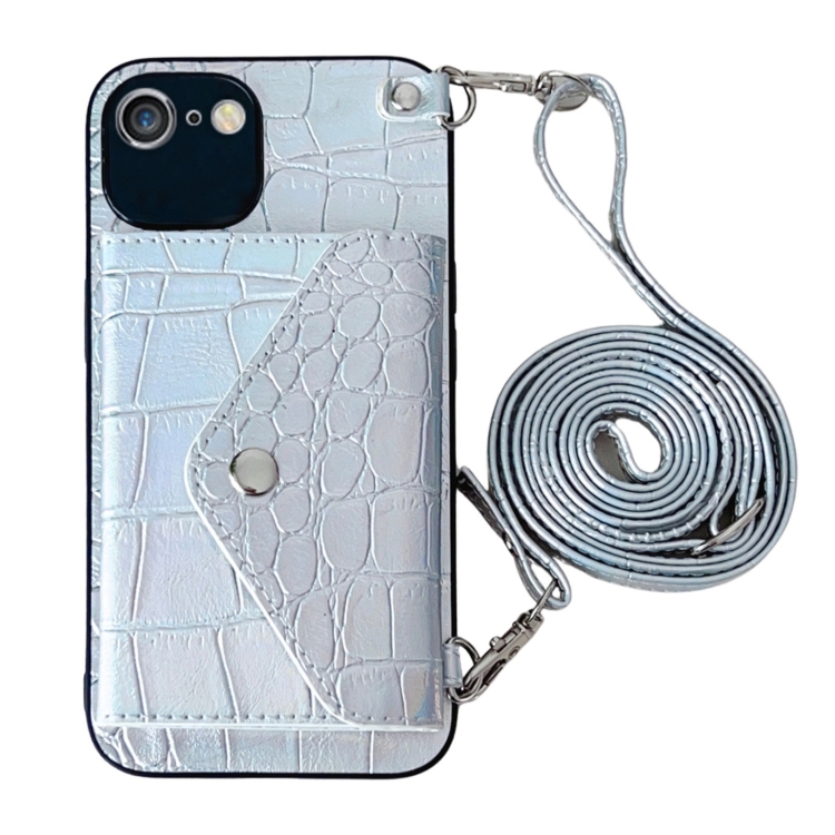 

For iPhone 6s Plus / 6 Plus Crocodile Texture Lanyard Card Slot Phone Case(Silver)