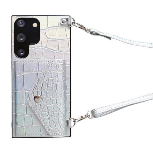 

For Samsung Galaxy Note10 Crocodile Texture Lanyard Card Slot Phone Case(Silver)