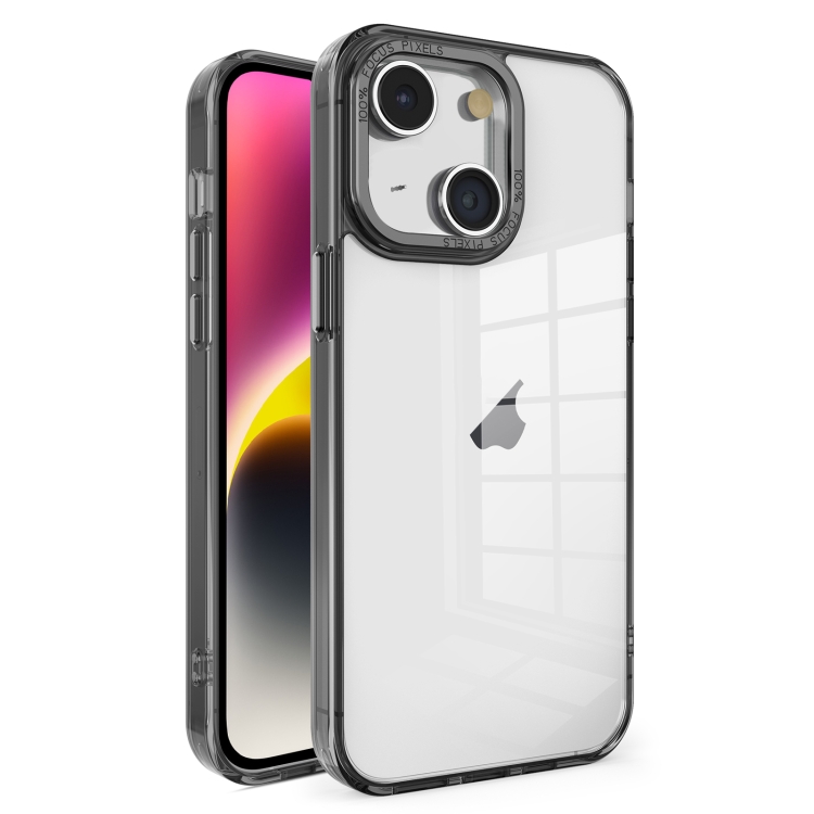 

For iPhone 14 Plus Crystal TPU + PC Electroplated Lens Frame Phone Case(Black)