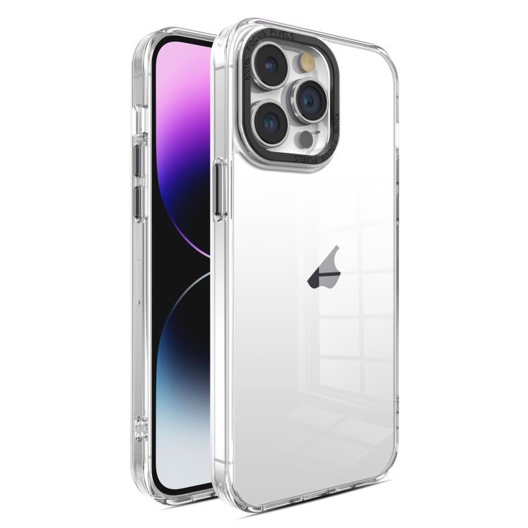 

For iPhone 14 Pro Crystal TPU + PC Electroplated Lens Frame Phone Case(Transparent)