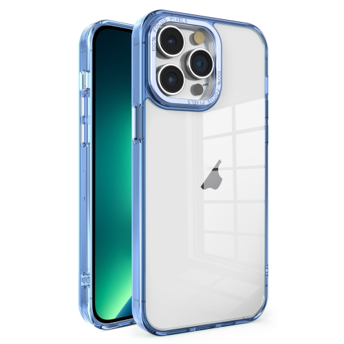 

For iPhone 13 Pro Max Crystal TPU + PC Electroplated Lens Frame Phone Case(Blue)