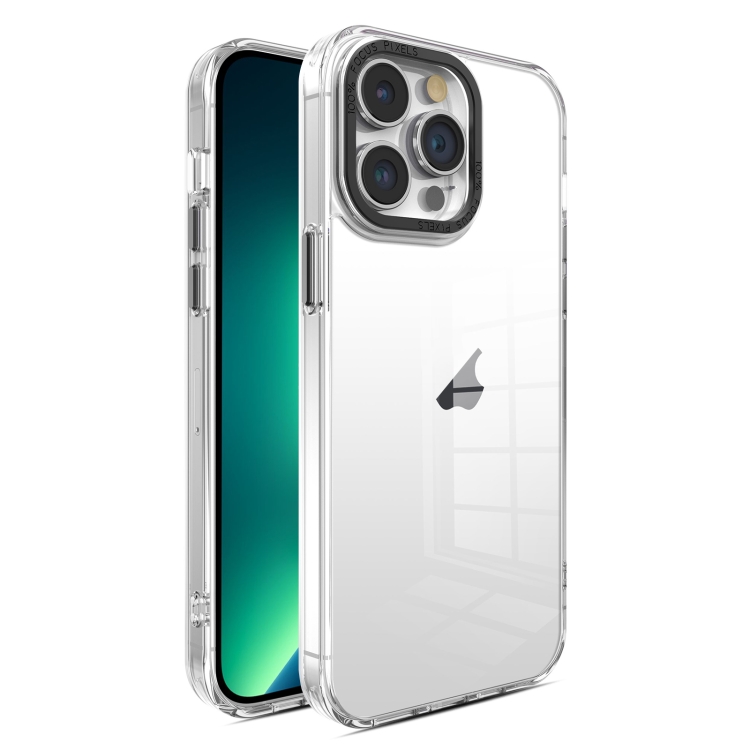 

For iPhone 13 Pro Max Crystal TPU + PC Electroplated Lens Frame Phone Case(Transparent)