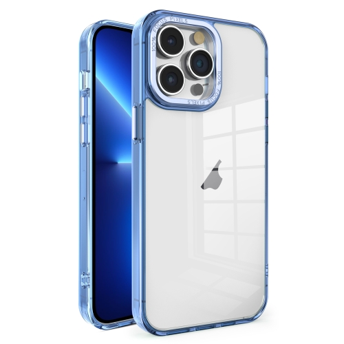 

For iPhone 13 Pro Crystal TPU + PC Electroplated Lens Frame Phone Case(Blue)