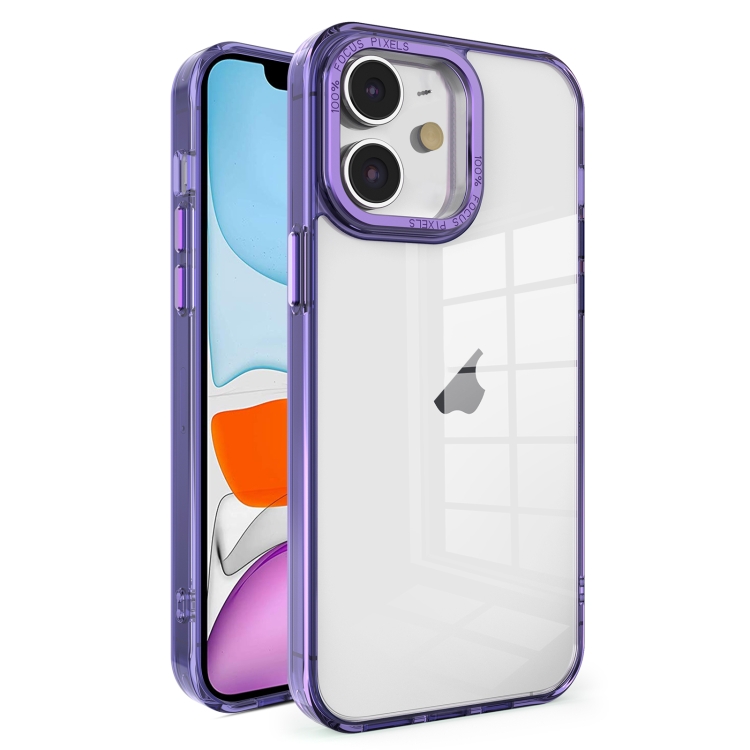 

For iPhone 11 Crystal TPU + PC Electroplated Lens Frame Phone Case(Purple)