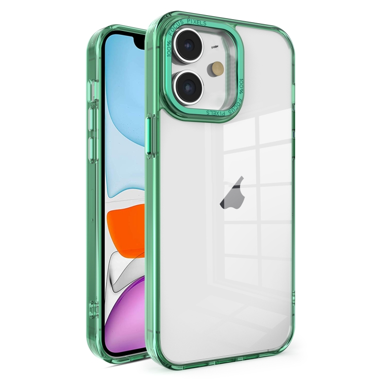 

For iPhone 11 Crystal TPU + PC Electroplated Lens Frame Phone Case(Green)