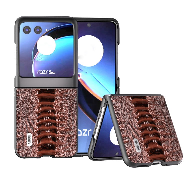 

For Motorola Razr 40 Ultra ABEEL Genuine Leather Weilai Series Phone Case(Coffee)