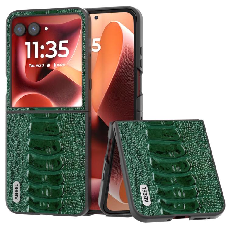 

For Motorola Razr 60 Ultra ABEEL Genuine Leather Weilai Series Phone Case(Green)