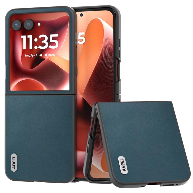

For Motorola Razr 60 Ultra ABEEL Genuine Leather Xiaoya Series Phone Case(Dark Green)