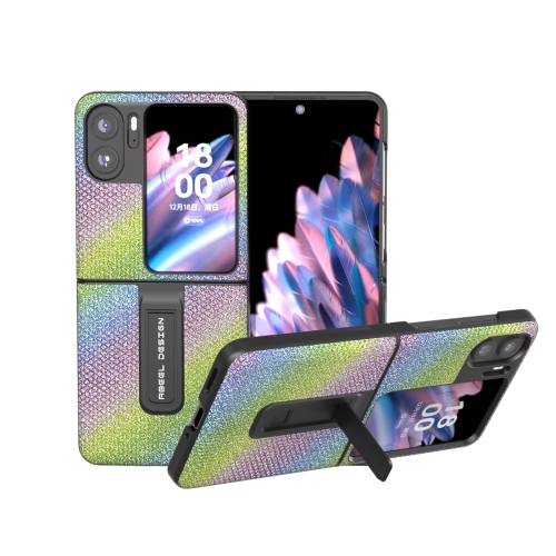 

For OPPO Find N2 Flip Diamond Series Phone Case with Holder(Rainbow)