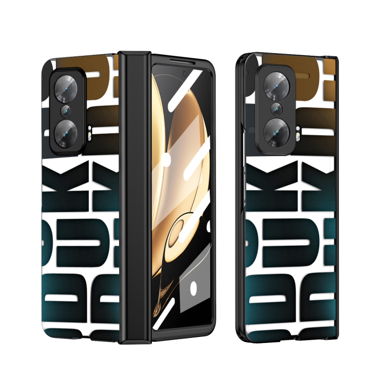 

For Honor Magic V Integrated Electroplating Folding Phone Case with Hinge(Black)