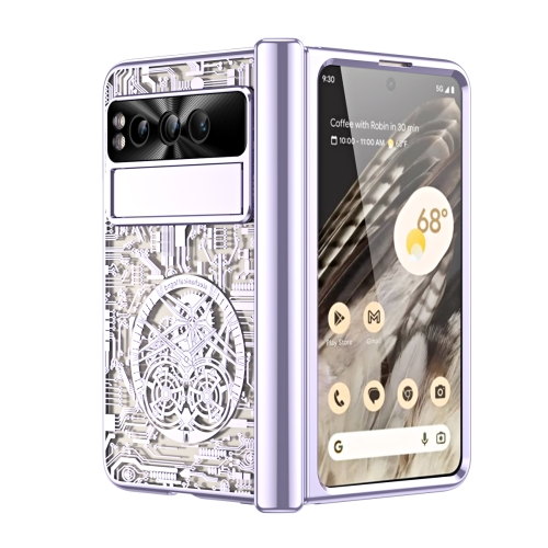 

For Google Pixel Fold Mechanical Legend Integrated Electroplating All-inclusive Phone Case(Purple)
