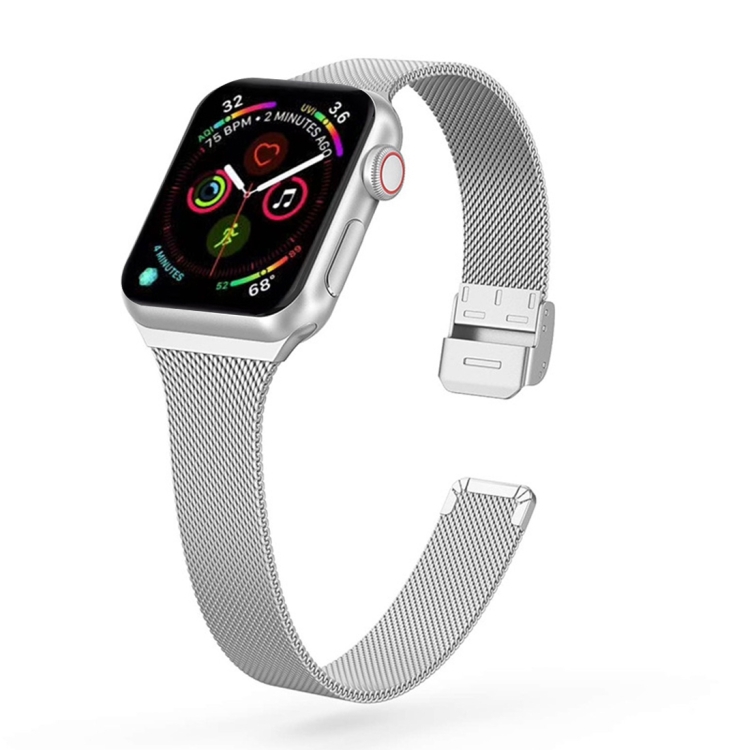 

For Apple Watch Series 7 41mm / 6 & SE & 5 & 4 40mm / 3 & 2 & 1 38mm Milanese Stainless Steel Watch Band(Silver)