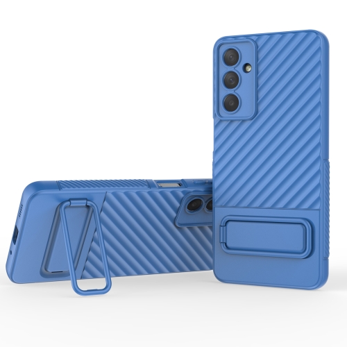 

For Samsung Galaxy M54 Wavy Texture TPU Phone Case with Lens Film(Blue)