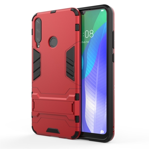 For Huawei Y6P PC + TPU Shockproof Protective Case with Holder(Red)
