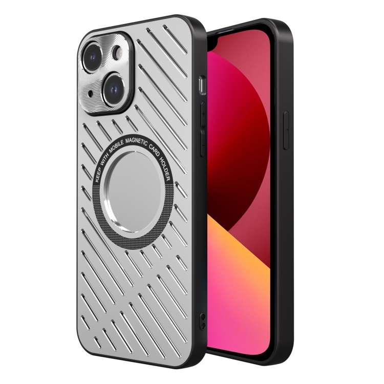 

For iPhone 13 R-JUST RJ57 CD Pattern MagSafe Cooling Phone Case(Silver)