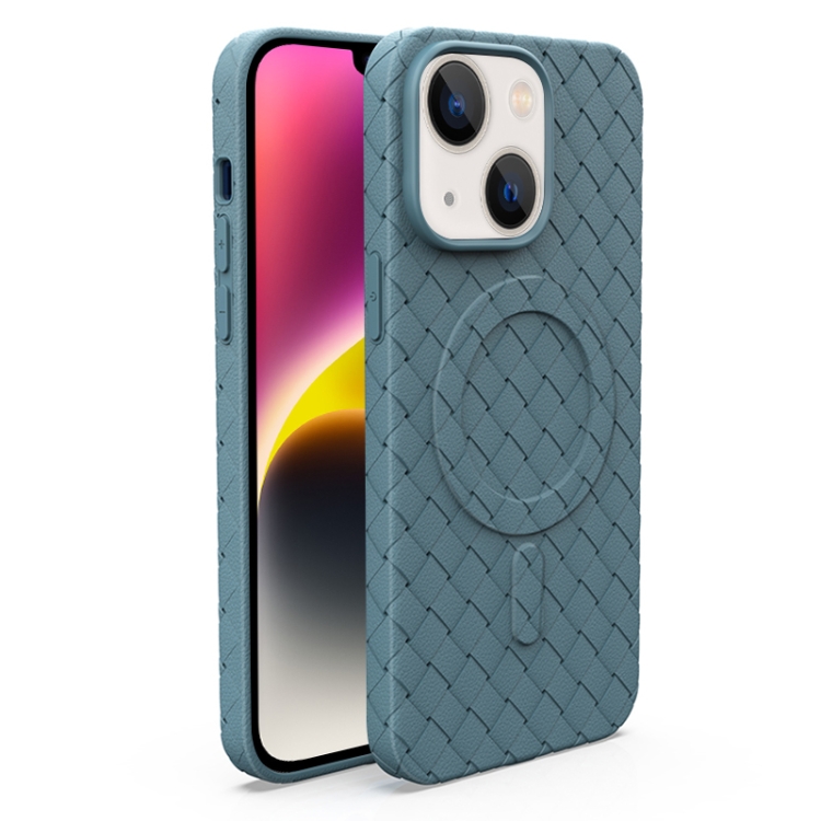 

For iPhone 14 Woven Pattern MagSafe Magnetic Cooling Phone Case(Green)