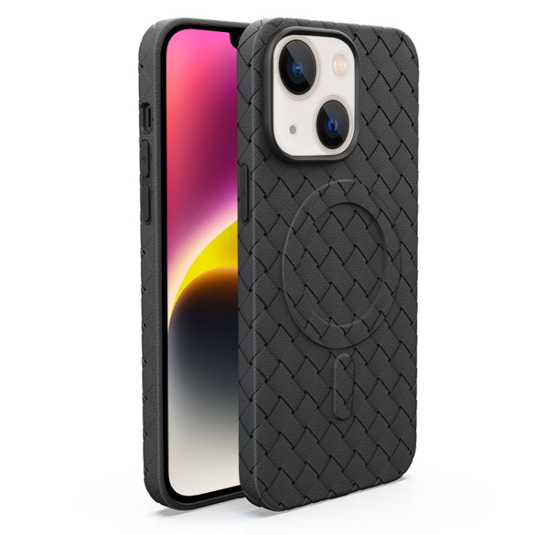 

For iPhone 14 Woven Pattern MagSafe Magnetic Cooling Phone Case(Black)