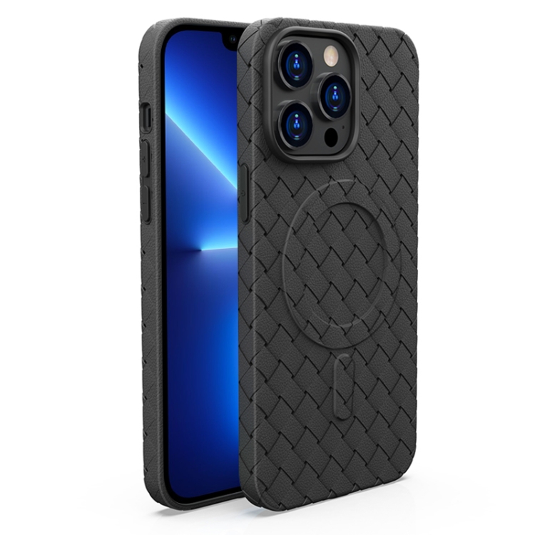 

For iPhone 13 Pro Woven Pattern MagSafe Magnetic Cooling Phone Case(Black)