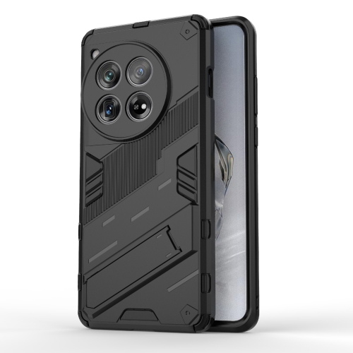 

For OnePlus 12 5G Punk Armor 2 in 1 PC + TPU Phone Case with Holder(Black)