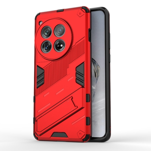 

For OnePlus 12 5G Punk Armor 2 in 1 PC + TPU Phone Case with Holder(Red)