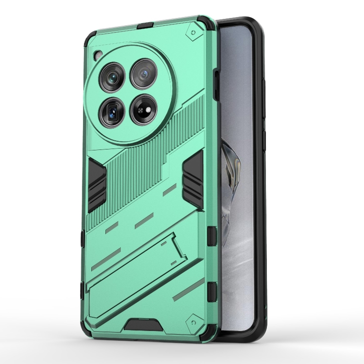 

For OnePlus 12 5G Punk Armor 2 in 1 PC + TPU Phone Case with Holder(Green)