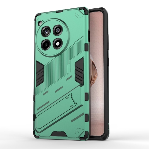 

For OnePlus Ace 3 5G Punk Armor 2 in 1 PC + TPU Phone Case with Holder(Green)