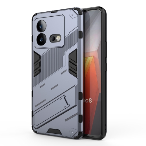 

For vivo iQOO Neo8 Punk Armor 2 in 1 PC + TPU Phone Case with Holder(Grey)