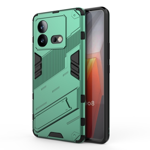 

For vivo iQOO Neo8 Punk Armor 2 in 1 PC + TPU Phone Case with Holder(Green)