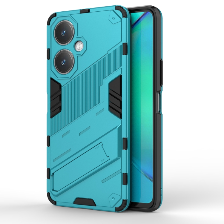 

For vivo Y27 4G Global Punk Armor 2 in 1 PC + TPU Phone Case with Holder(Blue)