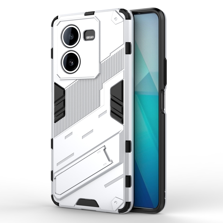 

For vivo iQOO Z8 Punk Armor 2 in 1 PC + TPU Phone Case with Holder(White)