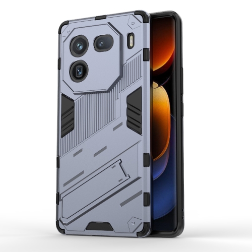 

For vivo iQOO 12 Pro 5G Punk Armor 2 in 1 PC + TPU Phone Case with Holder(Grey)